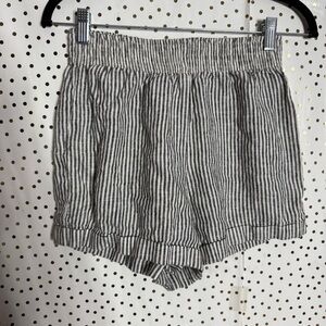 Reformation Black and White Striped High Waist Shorts